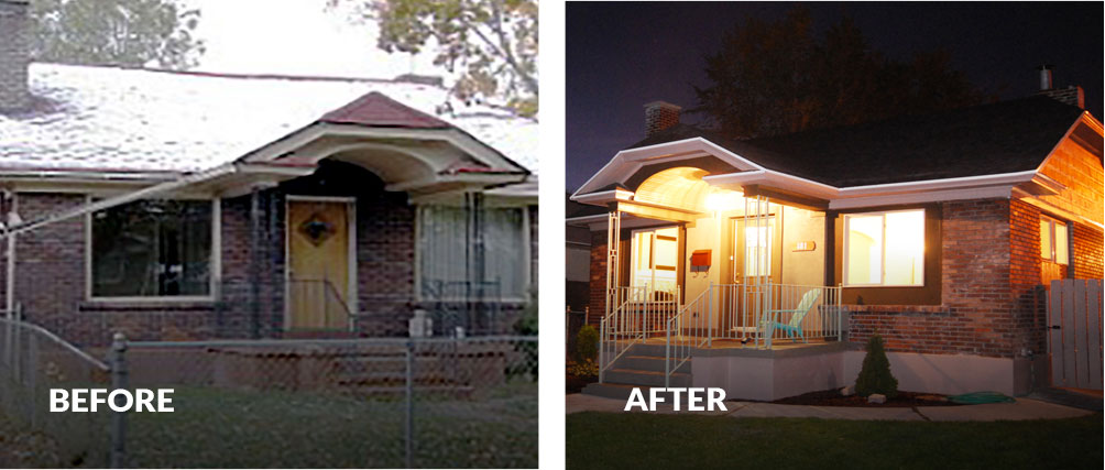 Before run down home and after remodeled home